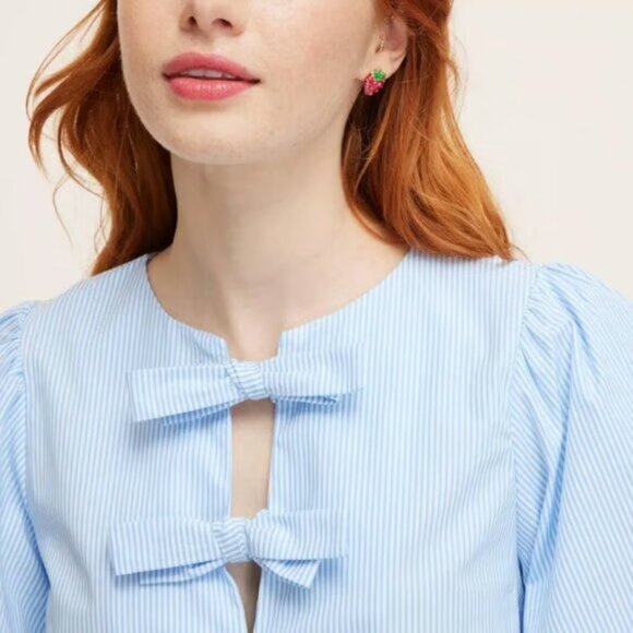 Blue Stripe seersucker Puff Short Sleeve Blouse - kate spade new york  Target 2x - Picture 1 of 2